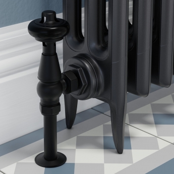 West Faringdon Angled Thermostatic Radiator Valve and Lockshield - Satin Black