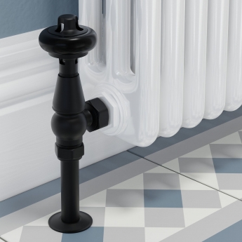 West Faringdon Angled Thermostatic Radiator Valve and Lockshield - Satin Black