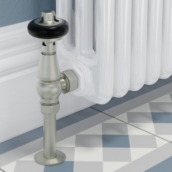 West Faringdon Angled Thermostatic Radiator Valve and Lockshield - Satin Nickel