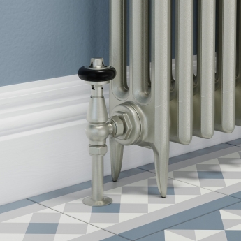 West Faringdon Angled Thermostatic Radiator Valve and Lockshield - Satin Nickel