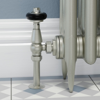 West Faringdon Angled Thermostatic Radiator Valve and Lockshield - Satin Nickel
