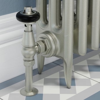 West Faringdon Angled Thermostatic Radiator Valve and Lockshield - Satin Nickel