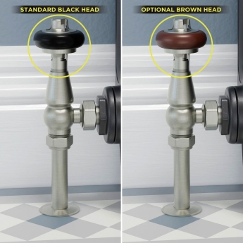 West Faringdon Angled Thermostatic Radiator Valve and Lockshield - Satin Nickel | Product Image