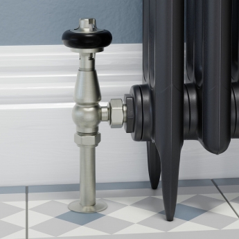 West Faringdon Angled Thermostatic Radiator Valve and Lockshield - Satin Nickel
