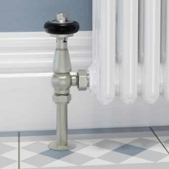 West Faringdon Angled Thermostatic Radiator Valve and Lockshield - Satin Nickel