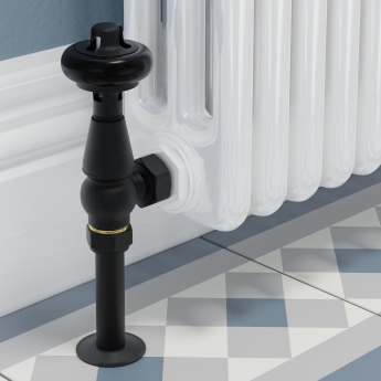 West Faringdon Angled Thermostatic Radiator Valve and Lockshield - Textured Black