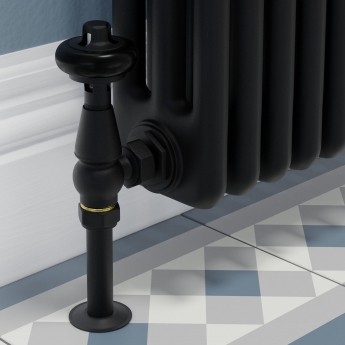 West Faringdon Angled Thermostatic Radiator Valve and Lockshield - Textured Black