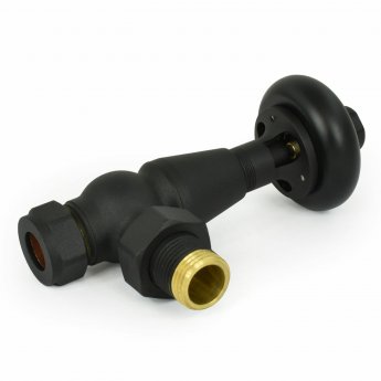 West Faringdon Angled Thermostatic Radiator Valve and Lockshield - Textured Black