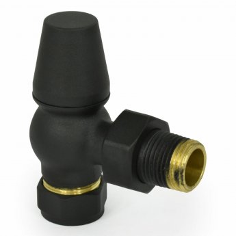 West Faringdon Angled Thermostatic Radiator Valve and Lockshield - Textured Black