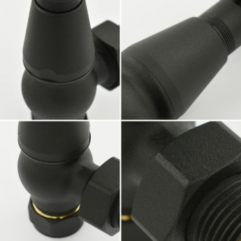 West Faringdon Angled Thermostatic Radiator Valve and Lockshield - Textured Black