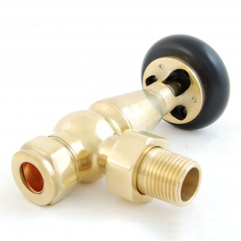 West Faringdon Angled Thermostatic Radiator Valve and Lockshield - Un-Lacquered Brass