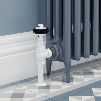 West Faringdon Angled Thermostatic Radiator Valve and Lockshield - White