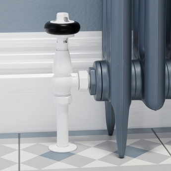 West Faringdon Angled Thermostatic Radiator Valve and Lockshield - White