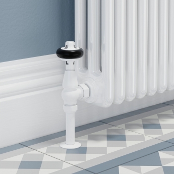 West Faringdon Angled Thermostatic Radiator Valve and Lockshield - White
