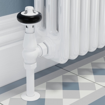 West Faringdon Angled Thermostatic Radiator Valve and Lockshield - White