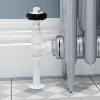 West Faringdon Angled Thermostatic Radiator Valve and Lockshield - White