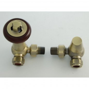 West Faringdon Corner Thermostatic Radiator Valve and Lockshield - Antique Brass