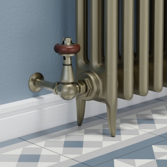 West Faringdon Corner Thermostatic Radiator Valve and Lockshield - Antique Brass