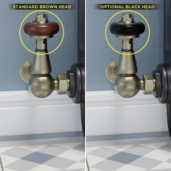 West Faringdon Corner Thermostatic Radiator Valve and Lockshield - Antique Brass | Product Image