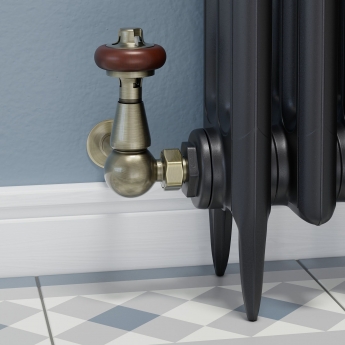 West Faringdon Corner Thermostatic Radiator Valve and Lockshield - Antique Brass