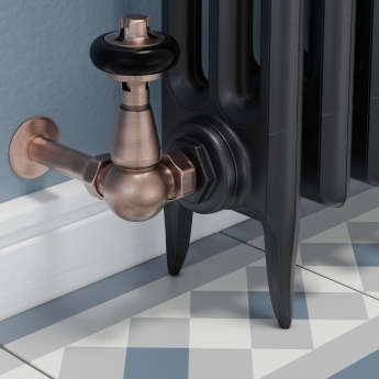 West Faringdon Corner Thermostatic Radiator Valve and Lockshield - Antique Copper