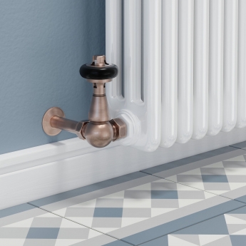 West Faringdon Corner Thermostatic Radiator Valve and Lockshield - Antique Copper