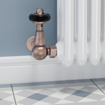 West Faringdon Corner Thermostatic Radiator Valve and Lockshield - Antique Copper