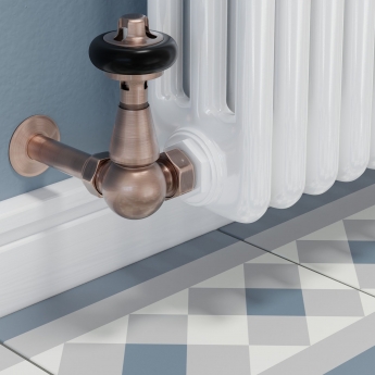 West Faringdon Corner Thermostatic Radiator Valve and Lockshield - Antique Copper