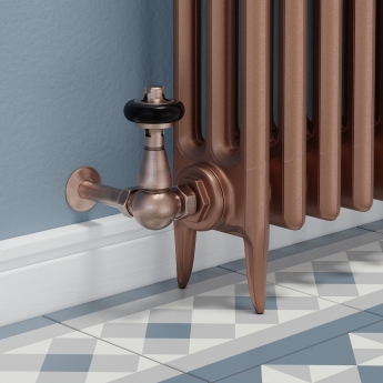 West Faringdon Corner Thermostatic Radiator Valve and Lockshield - Antique Copper