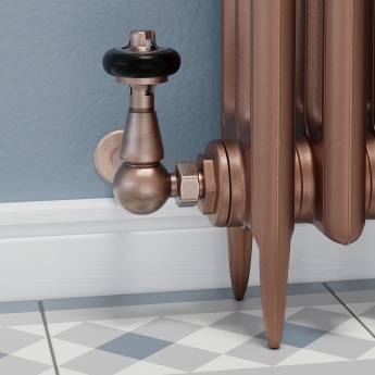 West Faringdon Corner Thermostatic Radiator Valve and Lockshield - Antique Copper