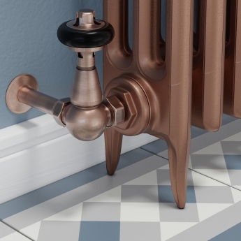West Faringdon Corner Thermostatic Radiator Valve and Lockshield - Antique Copper