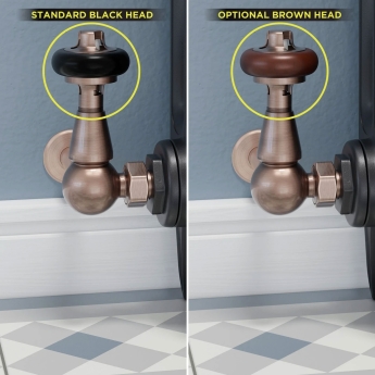 West Faringdon Corner Thermostatic Radiator Valve and Lockshield - Antique Copper | Product Image
