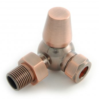 West Faringdon Corner Thermostatic Radiator Valve and Lockshield - Antique Copper