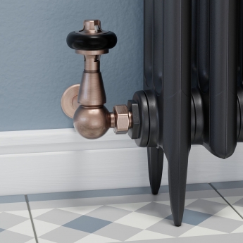 West Faringdon Corner Thermostatic Radiator Valve and Lockshield - Antique Copper
