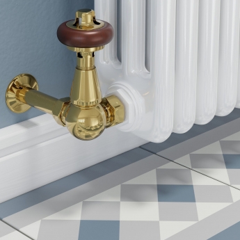 West Faringdon Corner Thermostatic Radiator Valve and Lockshield - Brass