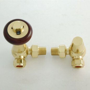 West Faringdon Corner Thermostatic Radiator Valve and Lockshield - Brass
