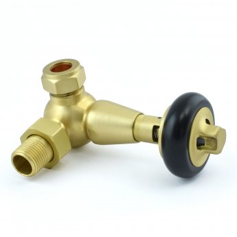 West Faringdon Corner Thermostatic Radiator Valve and Lockshield - Brushed Brass
