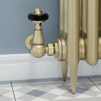 West Faringdon Corner Thermostatic Radiator Valve and Lockshield - Brushed Brass