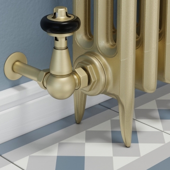 West Faringdon Corner Thermostatic Radiator Valve and Lockshield - Brushed Brass