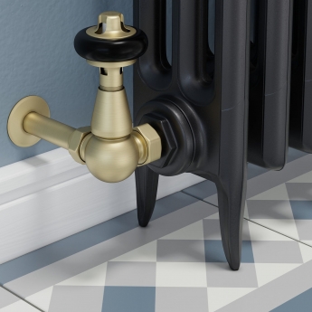West Faringdon Corner Thermostatic Radiator Valve and Lockshield - Brushed Brass