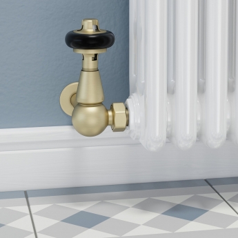 West Faringdon Corner Thermostatic Radiator Valve and Lockshield - Brushed Brass