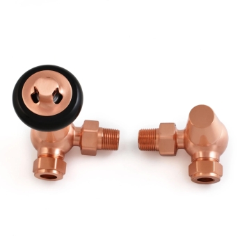 West Faringdon Corner Thermostatic Radiator Valve and Lockshield - Brushed Copper | Product Image