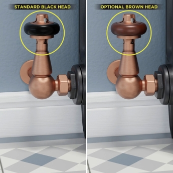West Faringdon Corner Thermostatic Radiator Valve and Lockshield - Brushed Copper | Product Image