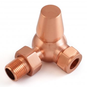 West Faringdon Corner Thermostatic Radiator Valve and Lockshield - Brushed Copper