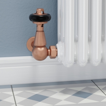 West Faringdon Corner Thermostatic Radiator Valve and Lockshield - Brushed Copper