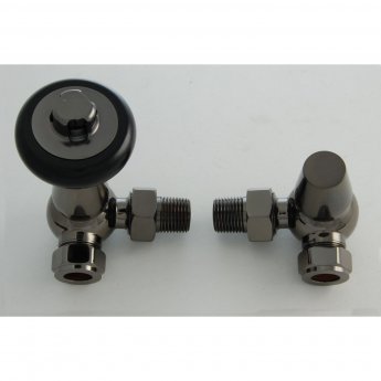 West Faringdon Corner Thermostatic Radiator Valve and Lockshield - Black Nickel