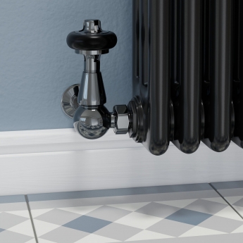 West Faringdon Corner Thermostatic Radiator Valve and Lockshield - Black Nickel