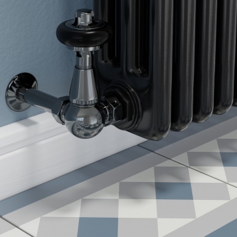 West Faringdon Corner Thermostatic Radiator Valve and Lockshield - Black Nickel