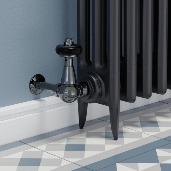 West Faringdon Corner Thermostatic Radiator Valve and Lockshield - Black Nickel