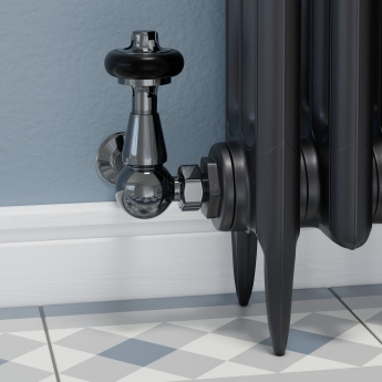 West Faringdon Corner Thermostatic Radiator Valve and Lockshield - Black Nickel